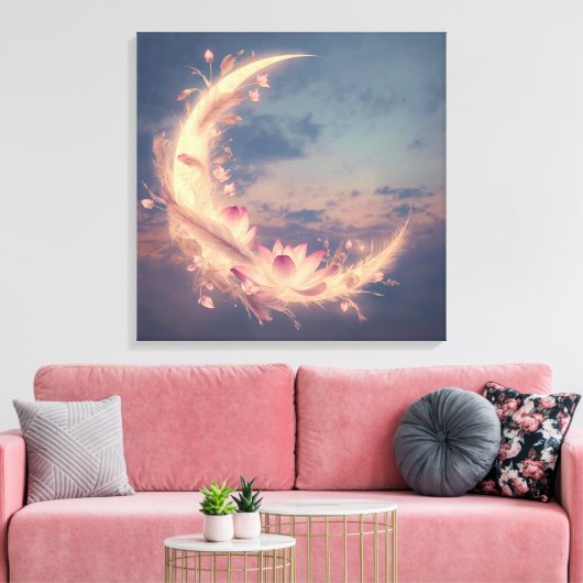 Toile Mandala Murale Boho Chuchotement de Lune (Insitu(Salon))