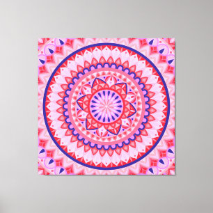 Toile Mandala rose boho vibrant amour motif géométrique