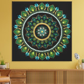 Toile Mandala vert | Peint main | Géométrie sacrée (Insitu(Salon))
