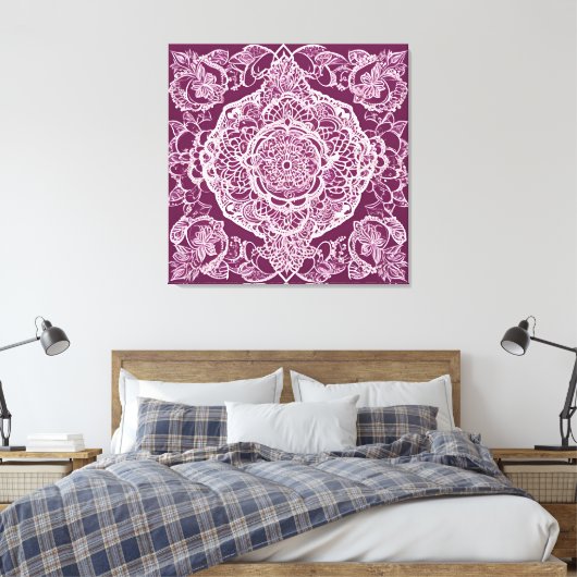 Toile Mandala violet art IA  (Insitu(Chambre))