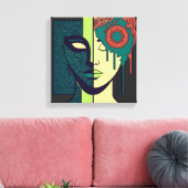 Toile Mandala visage partagé Art abstrait (Insitu(Salon))