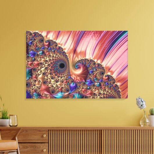 Toile Mandelbrot Set Art numérique fractal rose et or (Insitu(Salon))