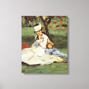Toile Manet Impressionniste Français Famille Jardin Pein