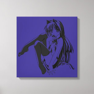 Toile Manga, Chat fille aux oreilles de chat Furry Kawai