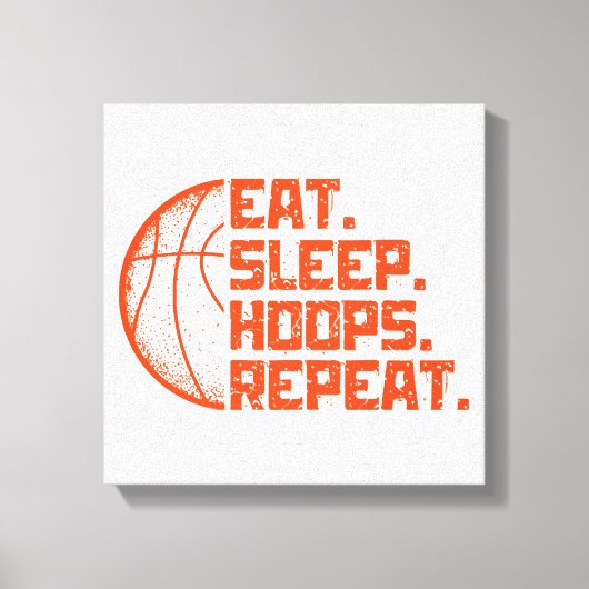 Toile Manger Dormir Hoops Répéter Basketball Citations D (Recto)