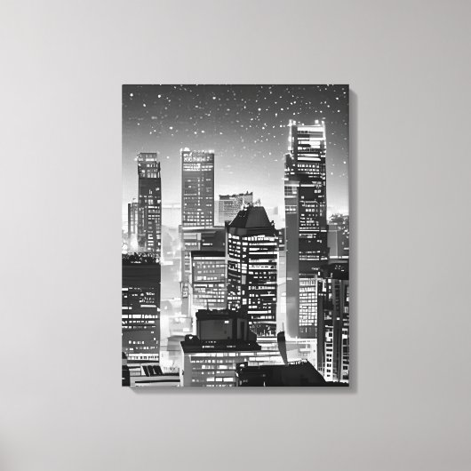Toile Manhattan Under the Stars en noir et blanc (Recto)