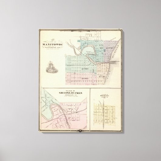 Toile Manitowoc, Sheboygan et Hilbert, Wis (Recto)
