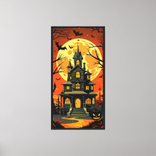 Toile Mansion Hantée Sous Pleine lune