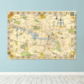 Toile Map of Glasgow, Angleterre (Insitu (Plancher de Bois))
