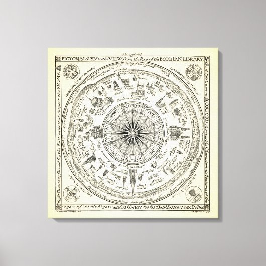 Toile Map of Oxford view from the Bodleian (Recto)