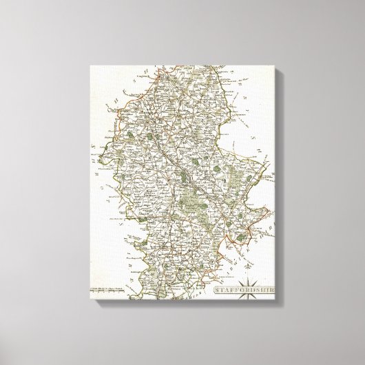 TOILE MAP OF STAFFORDSHIRE 1793 (Recto)
