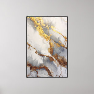 Toile Marbre blanc et gris avec veines dorées – Art abst