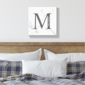Toile Marbre blanc Monogramme personnalisé et nom (Insitu(Chambre))