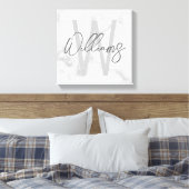 Toile Marbre blanc Script Monogramme personnalisé et nom (Insitu(Chambre))