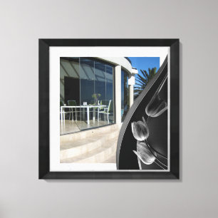 Toile Marbre blanc Tulipes Abstraites noires