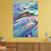 Toile Marbre bleu violet Ultra violet Fluide Art Abstrai (Insitu(Salon))