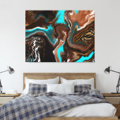 Toile Marbre Brown et bleu Fluide Art (Insitu(Chambre))