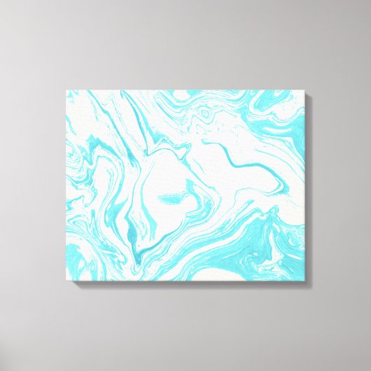 Toile Marbre cool design en Turquoise et Crème (Recto)