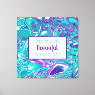 Toile Marbre d'art fluvial Turquoise et violet