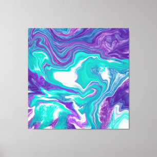 Toile Marbre d'art fluvial Turquoise et violet