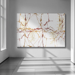 Toile Marbre dessiné Gold maroon avec quatre branches