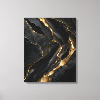Toile Marbre d'obsidienne aux veines dorées