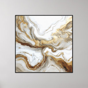 Toile Marbre doré et beige – Mouvement d'art mural abstr