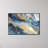 Toile Marbre fluide bleu et or, art abstrait (Recto)