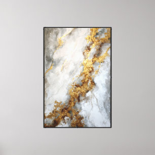 Toile Marbre gris et beige avec veines dorées – Art abst