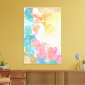 Toile Marbre Imprimer dans les tons bleu rose clair or (Insitu(Salon))