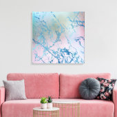 Toile Marbre Iridescente | Tendance Faux Holo bleu rose (Insitu(Salon))