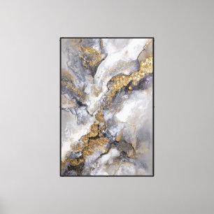 Toile Marbre tourbillonnant or et gris avec art de veine