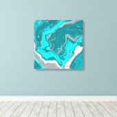 Toile Marbre turquoise et Turquoise Fluid Art (Insitu (Plancher de Bois))