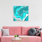 Toile Marbre turquoise et Turquoise Fluid Art (Insitu(Salon))