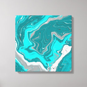 Toile Marbre turquoise et Turquoise Fluid Art