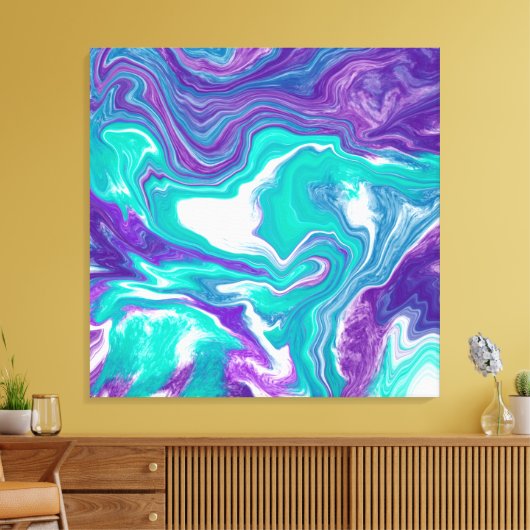 Toile Marbre violet et Turquoise d'art fluides comme Pri (Insitu(Salon))