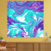 Toile Marbre violet et Turquoise d'art fluides comme Pri (Insitu(Salon))