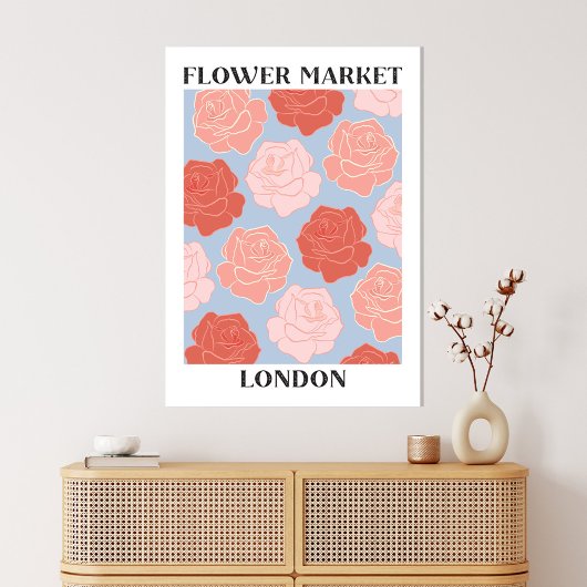 Toile Marché aux fleurs Londres Rose rose pâle Roses Flo