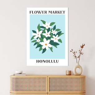 Toile Marché de fleurs Honolulu Jasmine blanc floral
