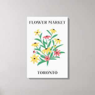 Toile Marché de fleurs Toronto Rose Jaune Daises Floral