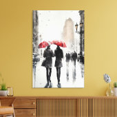 Toile Marcher dans l'aquarelle de pluie Imprimer (Insitu(Salon))