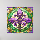 Toile Mardi Gras Vitrail Fleur de lis (Recto)