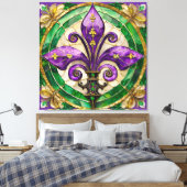 Toile Mardi Gras Vitrail Fleur de lis (Insitu(Chambre))