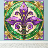 Toile Mardi Gras Vitrail Fleur de lis (Insitu (Plancher de Bois))