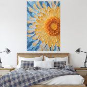 Toile Marguerite jaune avec fond bleu texturé (Insitu(Chambre))