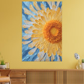 Toile Marguerite jaune avec fond bleu texturé (Insitu(Salon))