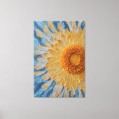 Toile Marguerite jaune avec fond bleu texturé (Recto)