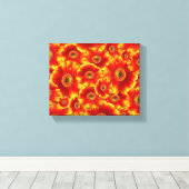 Toile Marguerites de Gerbera jaune et orange (Insitu (Plancher de Bois))