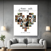 Toile Mariage Anniversaire Moderne Coeur Photo Collage
