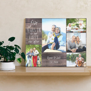 Toile Mariage Anniversaire Photo Collage Brown Bois Look